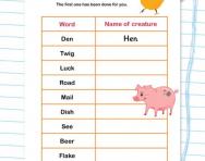 Rhyming words: creatures word puzzle