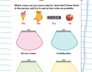 Selecting coins (up to 10p) worksheet