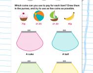 Selecting coins (up to £1) worksheet