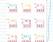 Short multiplication with missing digits worksheet