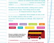 Simple, compound and complex sentences revision worksheet