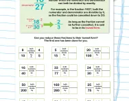 Simplifying or reducing fractions worksheet