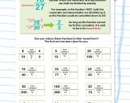 Simplifying or reducing fractions worksheet