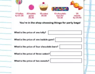 Solving money word problems using addition worksheet