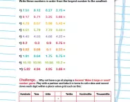 Sort decimal numbers by size worksheet