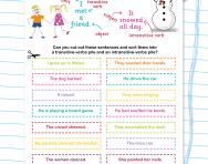 Sorting sentences containing transitive and intransitive verbs worksheet