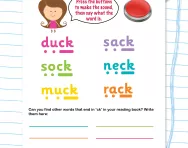 Sound buttons: reading 'ck' worksheet