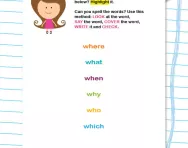 Spell high-frequency question words worksheet