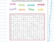 Wordssearch with silent letters w and k