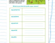 Spelling patterns: the prefix aqua- worksheet