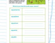 Spelling patterns: the prefix aqua- worksheet