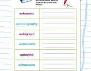 Spelling patterns: the prefix auto-