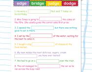 Spelling patterns worksheet: words ending -dge