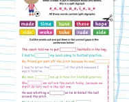 Split digraphs revision football worksheet