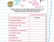 Spotting transitive and intransitive verbs worksheet