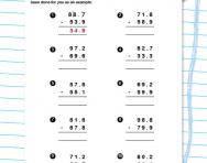 Subtracting decimal numbers worksheet