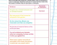 Synonym or antonym worksheet