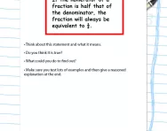 Test a statement about fractions worksheet