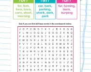The phonemes /or/, /ar/ and /ur/ worksheet