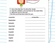 Three-syllable words worksheet