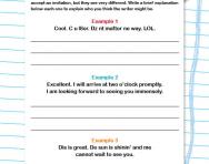 Time, place and experience in writing worksheet