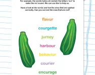 Tricky spellings: more words containing 'our' worksheet