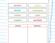 Tricky spellings: words ending ar and ure worksheet