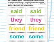 Tricky words memory game activity