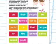 Tricky words memory match worksheet