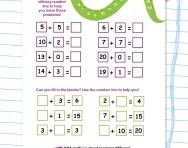 Using a number line 0-20: addition worksheet