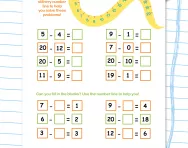 Using a number line 0-20: subtraction worksheet