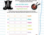 Using alliterative adjectives and nouns worksheet