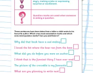 Using exclamation and question marks worksheet