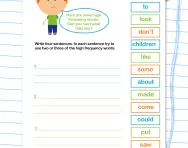 Using high frequency words in sentences worksheets