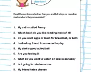 Using question marks worksheet