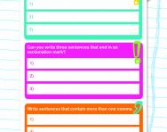 Using question marks, commas and exclamation marks worksheet