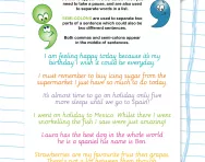 Using semi-colons and commas worksheet