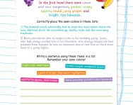 Using semi-colons in lists worksheet