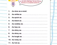 Using similes worksheet