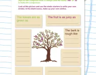 Using similes to describe setting worksheet