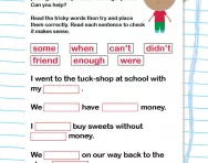 Using tricky words worksheet