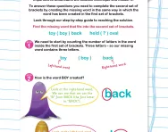 Verbal reasoning worksheet: Form a middle word from outside words