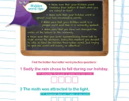 Verbal reasoning worksheet: Hidden words practice