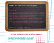 Verbal reasoning worksheet: Number and letter codes practice