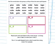 Word with split digraphs worksheet