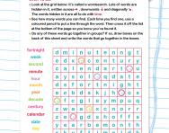 Identify words associated with time wordsearch