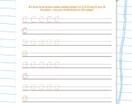 Handwriting worksheet: capital letters (rounded) C G O Q S