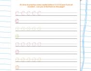 Handwriting worksheet: capital letters (rounded) C G O Q S