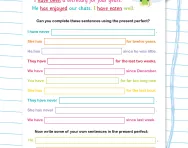 Writing in the present perfect tense worksheet