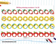 Writing missing numbers 1 to 20 worksheet
